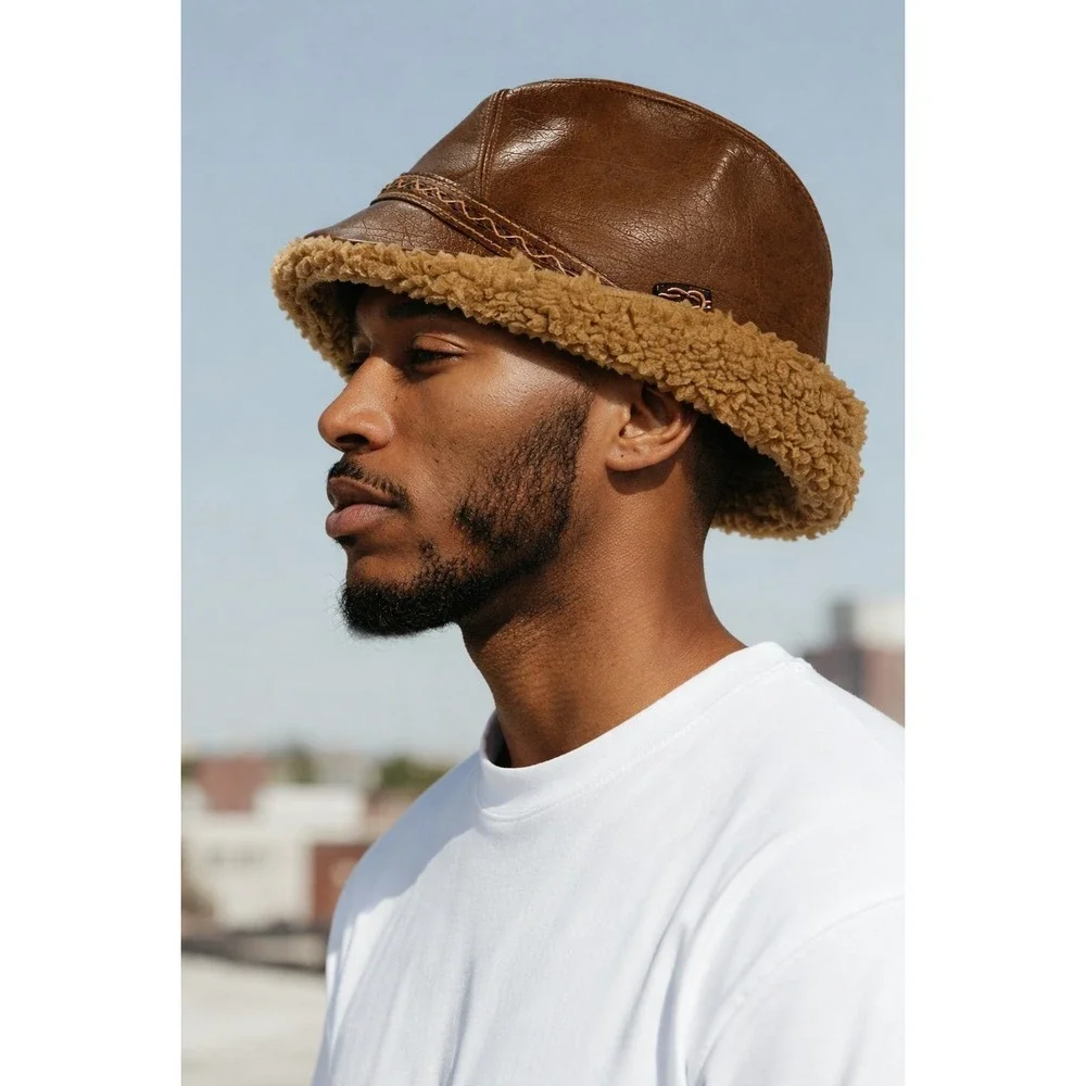 Vintage Fedora Dorfman Pacifica Co Leather Fur Made in USA Sz XL Hat - Picture 5 of 14